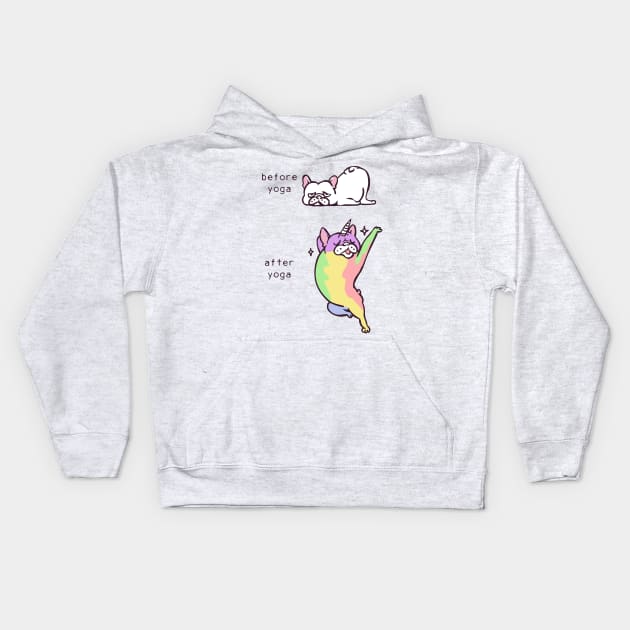 French Bulldog After Yoga Kids Hoodie by huebucket